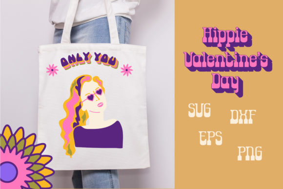 Hippie SVG. Retro Valentines Day. Woman
