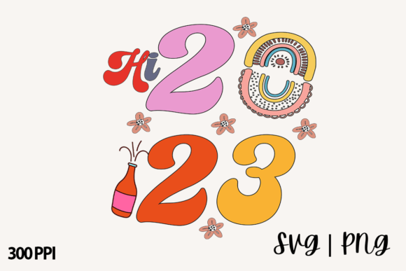 New Year 2023 Retro PNG SVG Sublimation